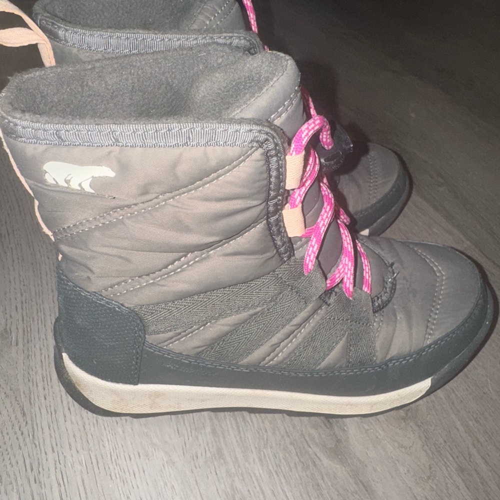 Sorel Kids Charcoal and Pink Winter Boots